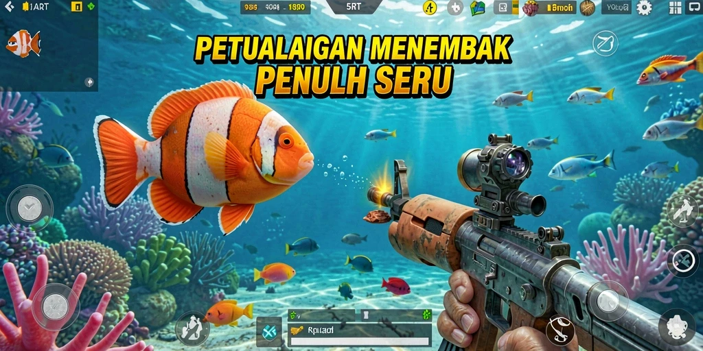 Tampilan gameplay seru menembak ikan di 5RT.