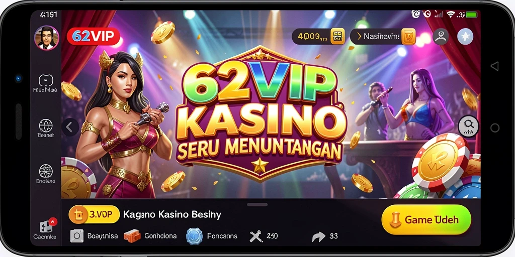 Screenshot gameplay 62VIP yang menampilkan atmosfer kasino yang mengesankan.