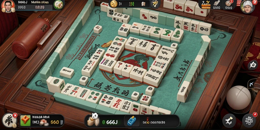 Screenshot utama 666J menampilkan permainan Mahjong yang seru.