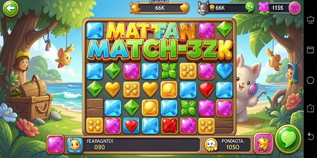 Tampilan gameplay seru dalam permainan Match-3 66K.