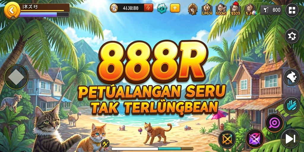 Screenshot utama 888R menampilkan aksi petualangan seru di dunia luas.