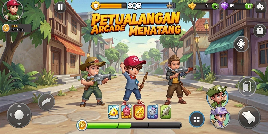 Screenshot gameplay 8QR dengan aksi seru di level tantangan.