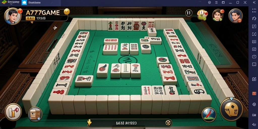 Tampilan gameplay menarik A777GAME dengan grafis Mahjong yang menawan.