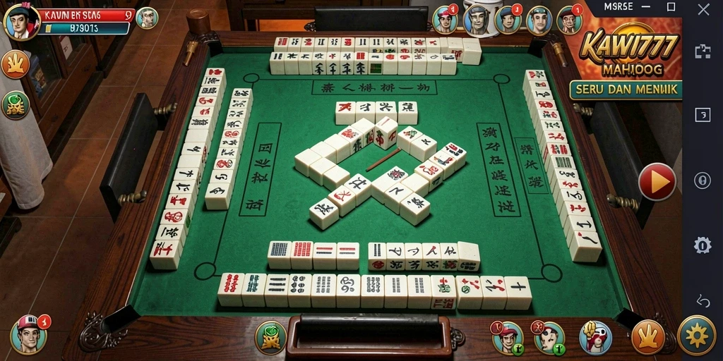 Tampilan gameplay KAWI777 dengan aksen Mahjong yang menarik.