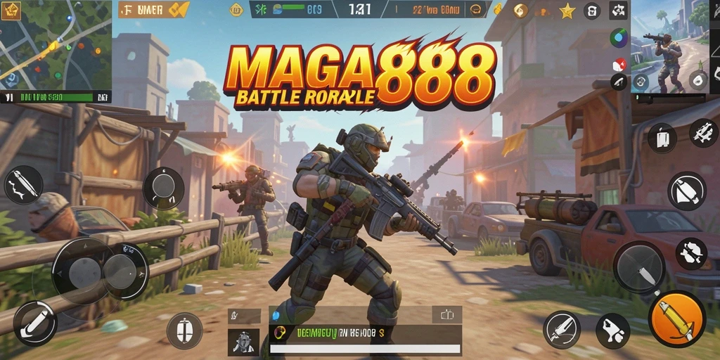 Tampilan seru dari pertempuran di MAGA888 Battle Royale.