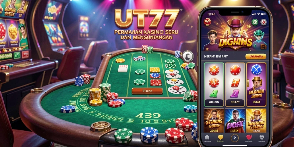 Tampilan utama gameplay UT77 dengan suasana kasino yang mendebarkan.