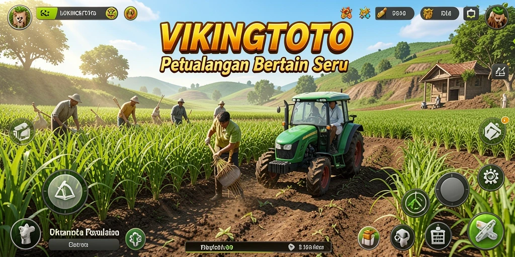 Tampilan gameplay VIKINGTOTO yang menakjubkan dengan pertanian aktif.