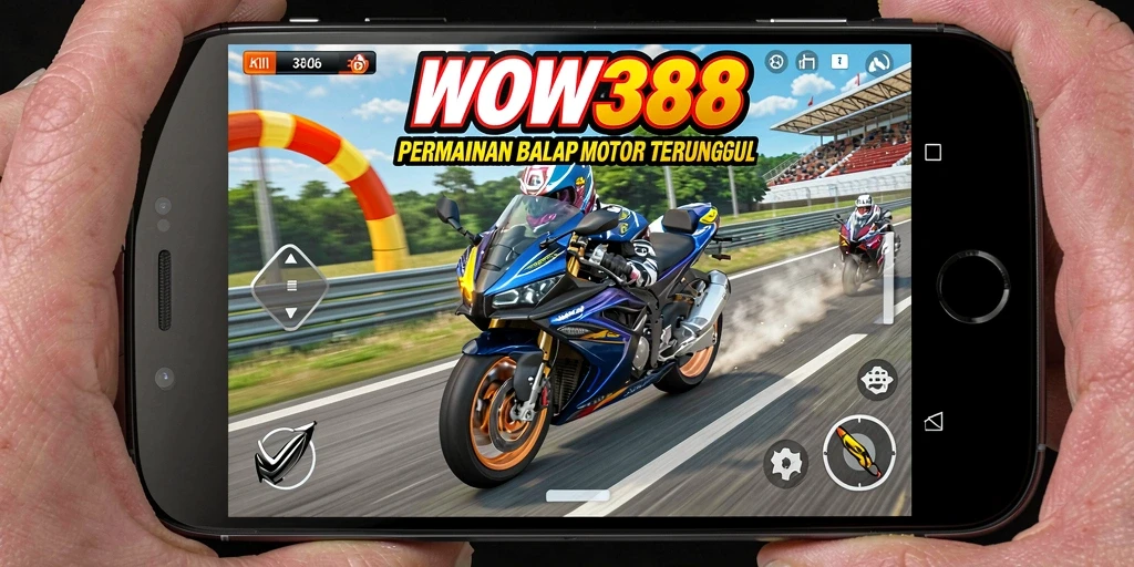 Tampilan gameplay WOW388 dengan aksi balap motor yang mendebarkan.