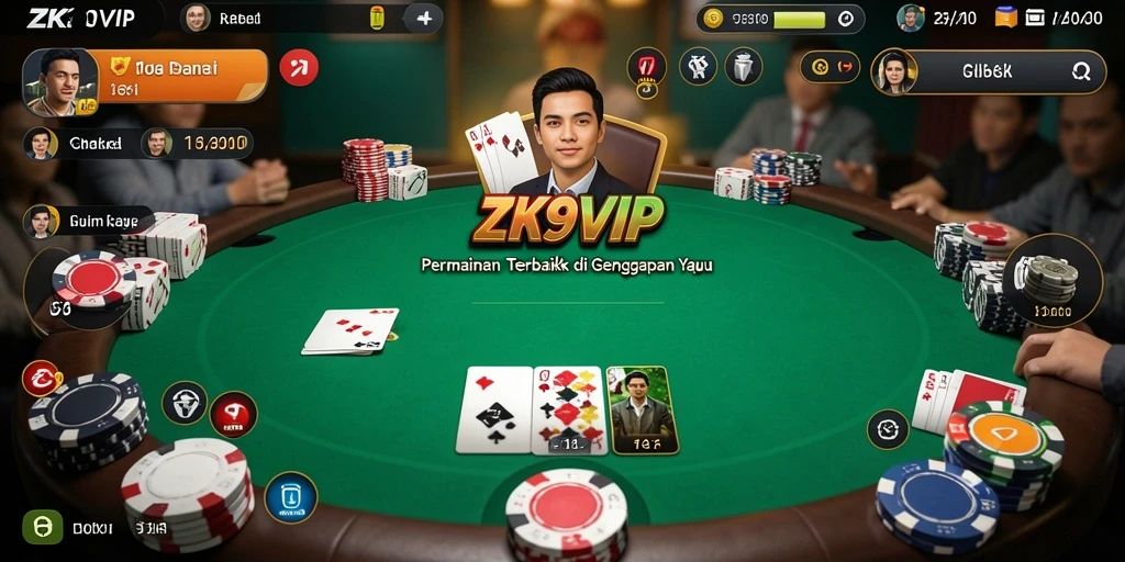 Tampilan gameplay seru dari ZK9VIP yang menampilkan aksi Poker.